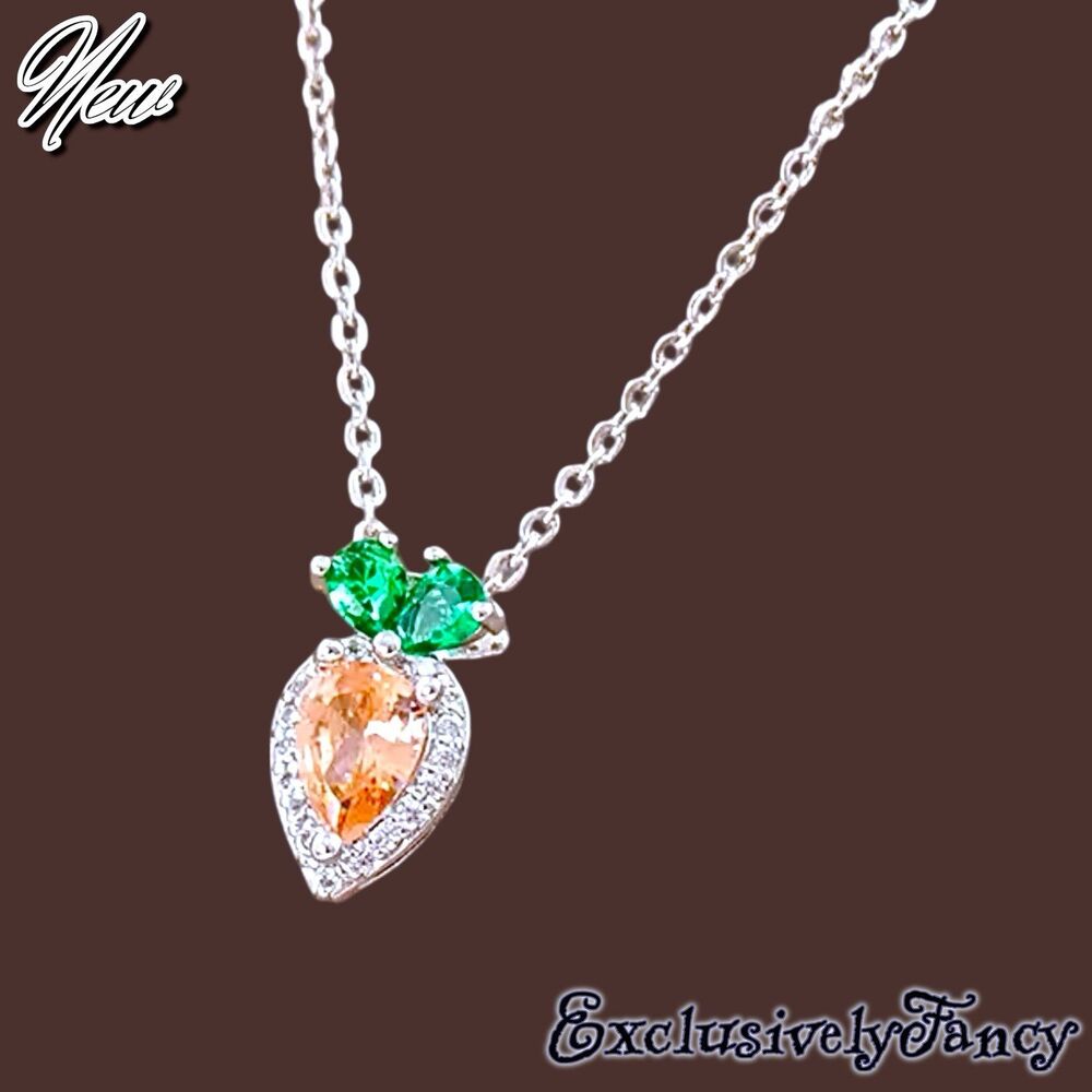 New Exclusively Fancy 925 Sterling Silver Carrot-Inspired Cubic Zirconia Pendant